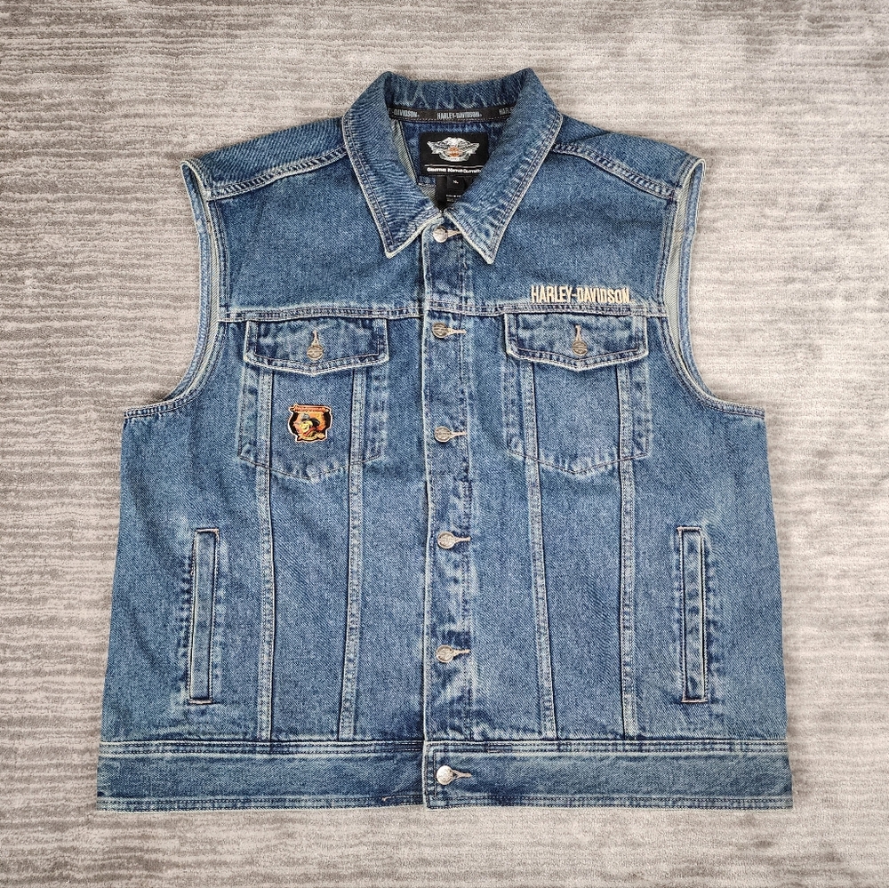 Harley Davidson Denim Biker Vest!